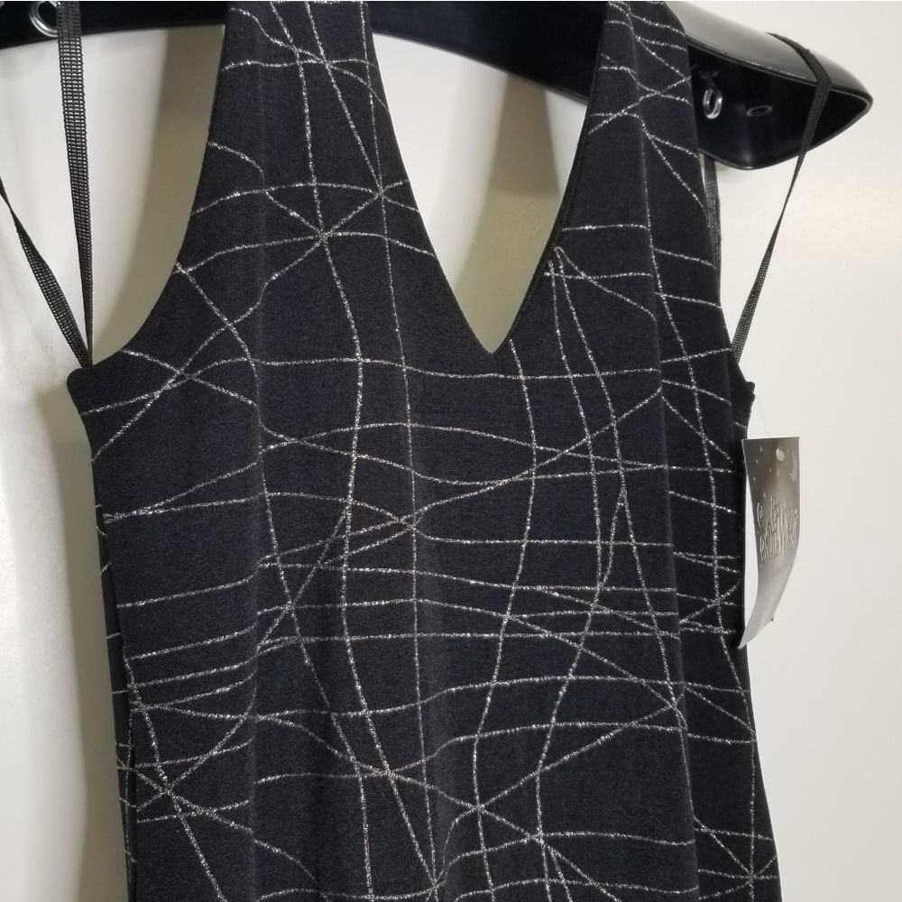 Softwear Black Silver Print Halter Maxi Dress‎ Size Small